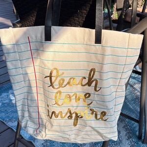 Teach Love Inspire Gold and Black fabric Tote Bag for teachers